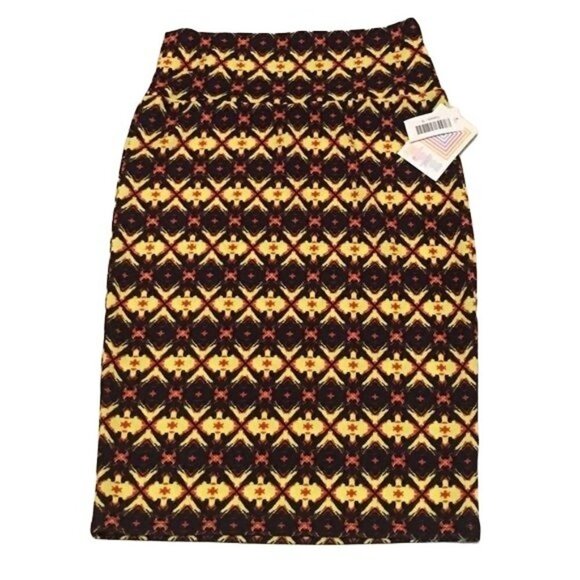 LuLaRoe Cassie Pencil Skirt Blue and Yellow Small - Picture 1 of 4